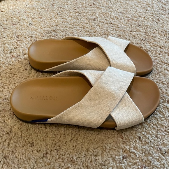 Rothy's | The Weekend Slide Sandal Open Toe Crossing Hemp Straps Size 8.5 - Picture 9 of 10